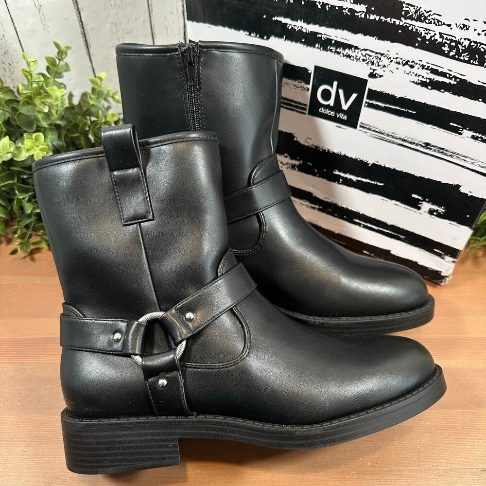 DV by Dolce Vita Women's Pondo Harness Strap Boots Black Size 8 - Picture 2 of 7